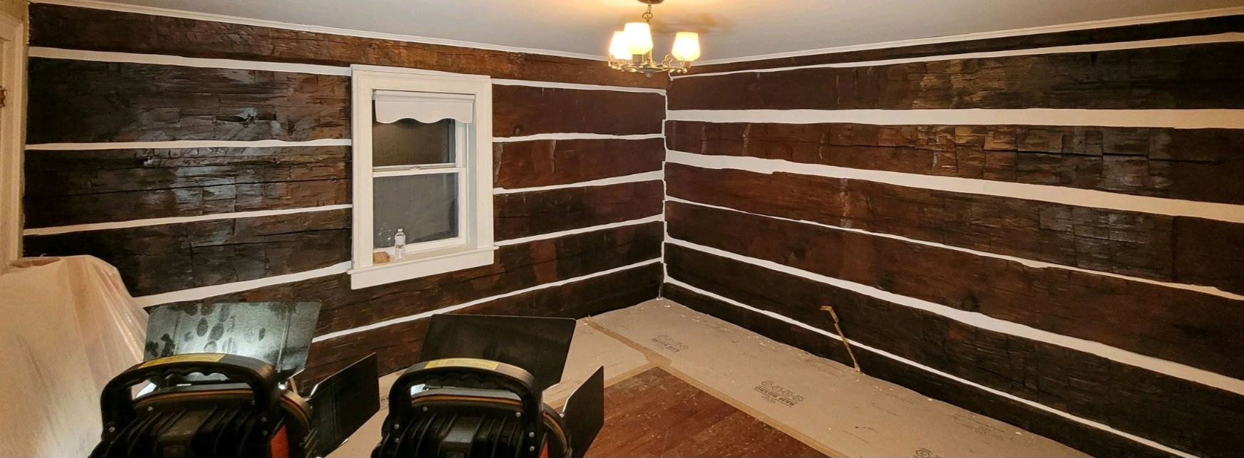 Traditional log cabin restoration with eco-friendly products in Ontario